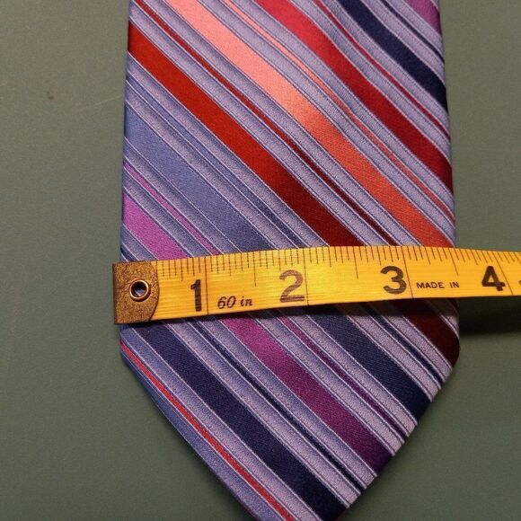 City of London Silk Blue with Pink and Purple stripe Tie - Picture 3 of 6